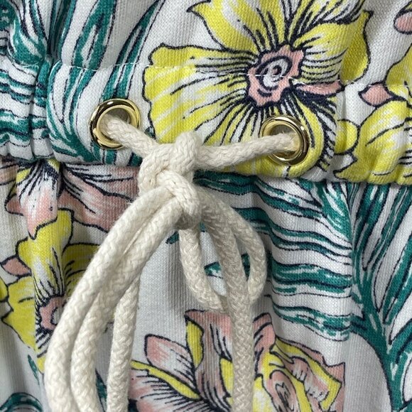 Lou & Grey Floral Sweatshirt Dress Short Sleeve Pink Yellow Cotton Size M Medium - Picture 7 of 8